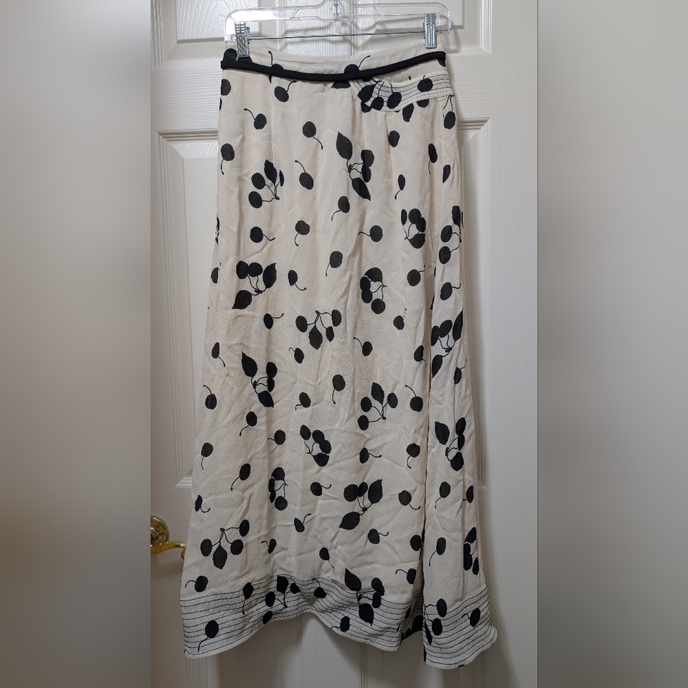 3.1 Phillip Lim Cerise Banded Tie-Waist Side Slit Black White Wrap Skirt Size 2 - Picture 3 of 5